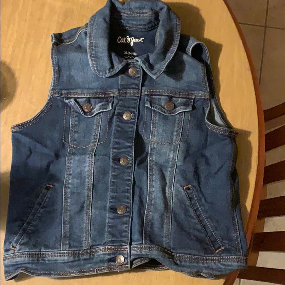 Cat & Jack Denim Jacket Vest Girls size XL 12/14 - Picture 1 of 4